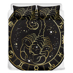 Gold And Black Scorpio Sign Print Duvet Cover Bedding Set