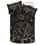 Gold And Black Scorpio Sign Print Duvet Cover Bedding Set