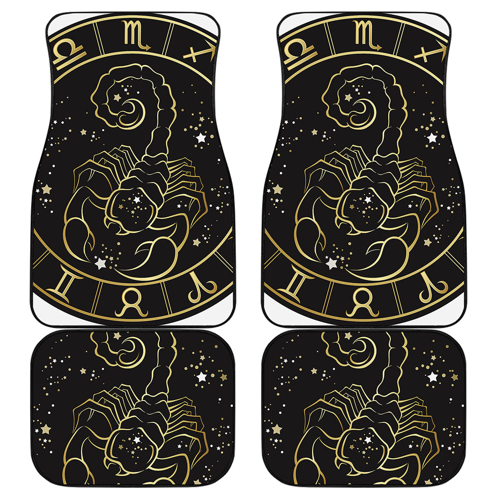 Gold And Black Scorpio Sign Print Front and Back Car Floor Mats