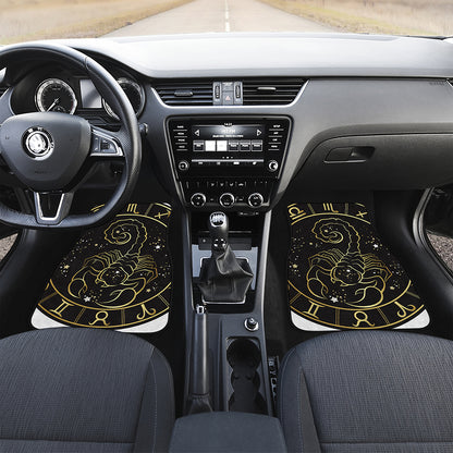 Gold And Black Scorpio Sign Print Front and Back Car Floor Mats