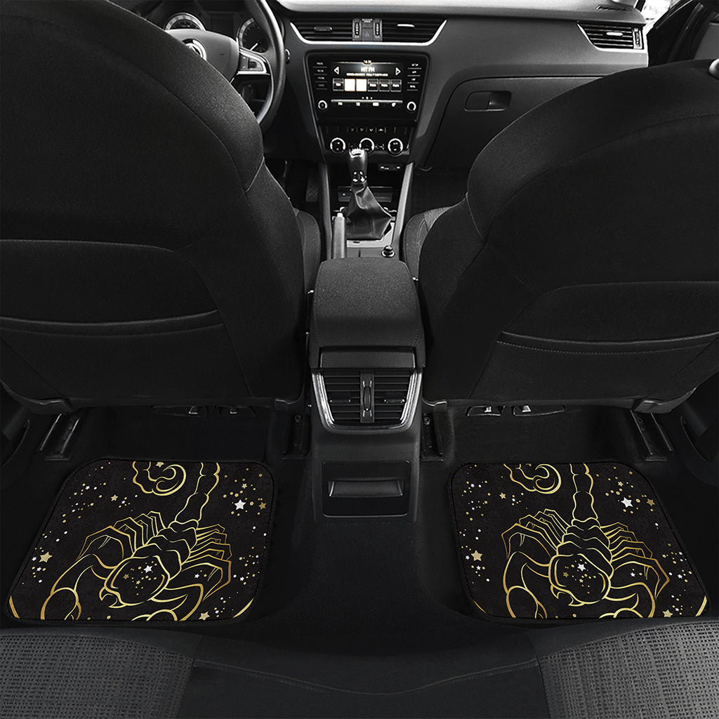 Gold And Black Scorpio Sign Print Front and Back Car Floor Mats