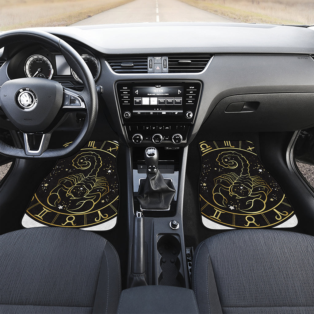 Gold And Black Scorpio Sign Print Front Car Floor Mats