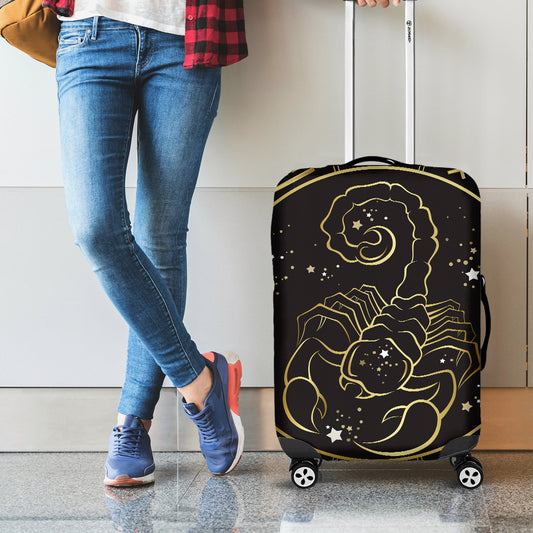 Gold And Black Scorpio Sign Print Luggage Cover