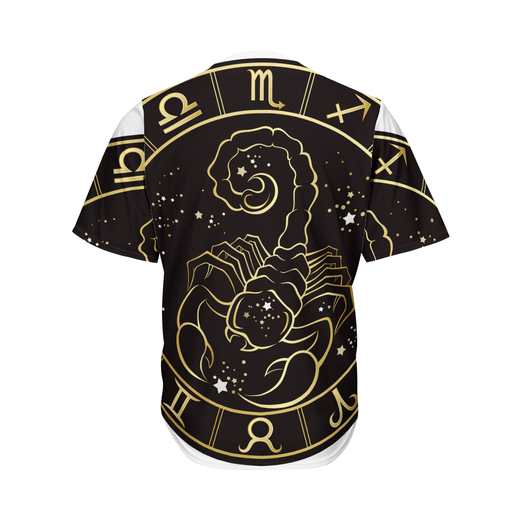 Gold And Black Scorpio Sign Print Men's Baseball Jersey
