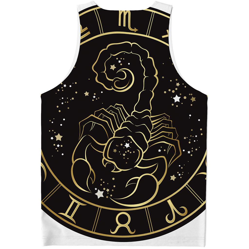 Gold And Black Scorpio Sign Print Men's Tank Top