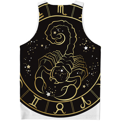 Gold And Black Scorpio Sign Print Men's Tank Top