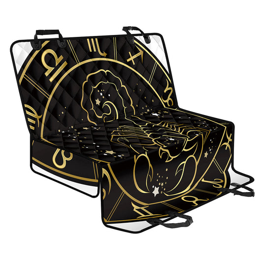 Gold And Black Scorpio Sign Print Pet Car Back Seat Cover