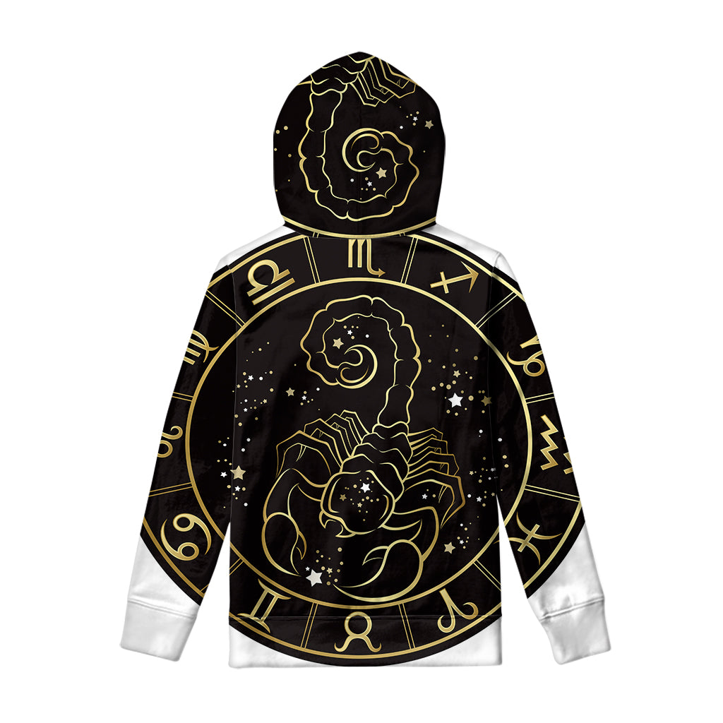 Gold And Black Scorpio Sign Print Pullover Hoodie
