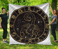 Gold And Black Scorpio Sign Print Quilt