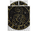Gold And Black Scorpio Sign Print Quilt Bed Set