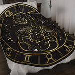Gold And Black Scorpio Sign Print Quilt Bed Set