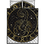 Gold And Black Scorpio Sign Print Quilt Bed Set