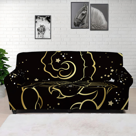 Gold And Black Scorpio Sign Print Sofa Cover
