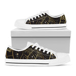 Gold And Black Scorpio Sign Print White Low Top Shoes