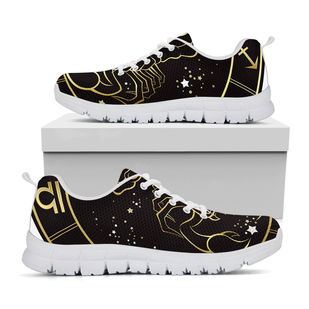 Gold And Black Scorpio Sign Print White Sneakers