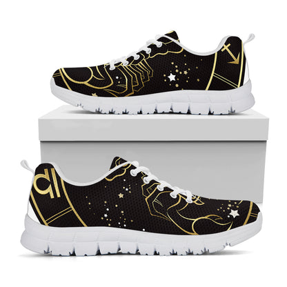 Gold And Black Scorpio Sign Print White Sneakers