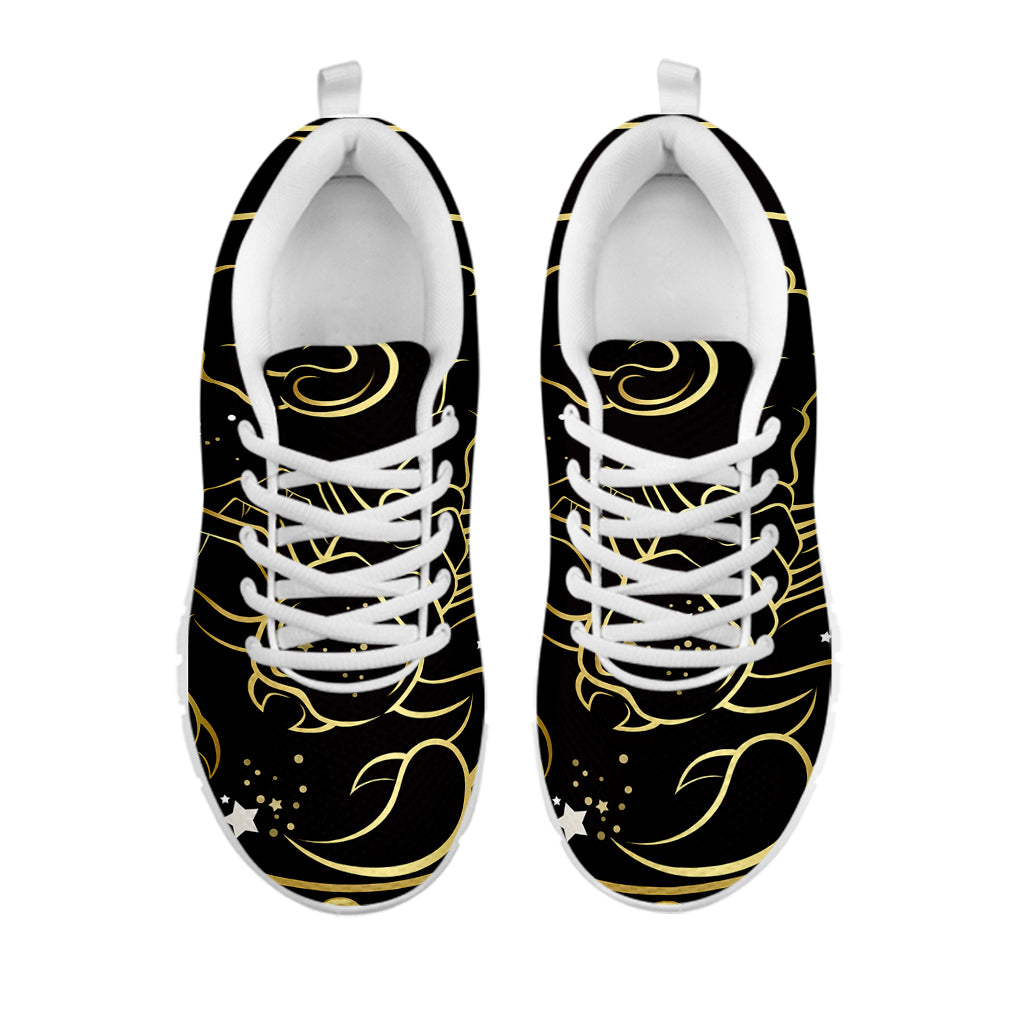 Gold And Black Scorpio Sign Print White Sneakers