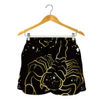 Gold And Black Scorpio Sign Print Women's Shorts