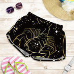Gold And Black Scorpio Sign Print Women's Shorts