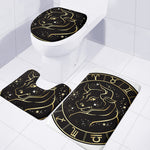 Gold And Black Taurus Sign Print 3 Piece Bath Mat Set