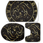 Gold And Black Taurus Sign Print 3 Piece Bath Mat Set