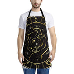 Gold And Black Taurus Sign Print Apron