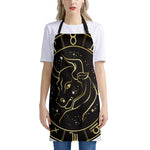 Gold And Black Taurus Sign Print Apron