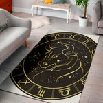 Gold And Black Taurus Sign Print Area Rug