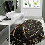 Gold And Black Taurus Sign Print Area Rug