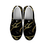 Gold And Black Taurus Sign Print Black Slip On Shoes