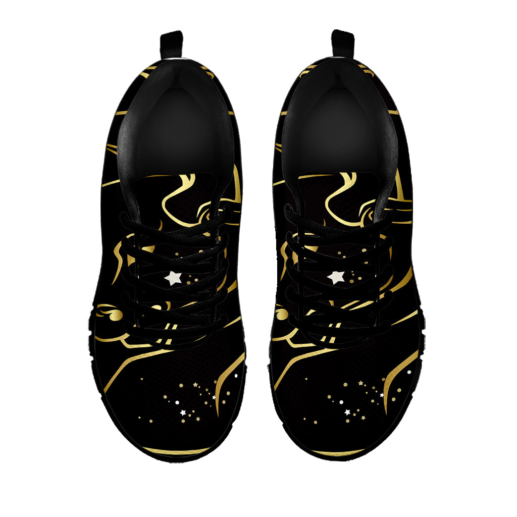 Gold And Black Taurus Sign Print Black Sneakers