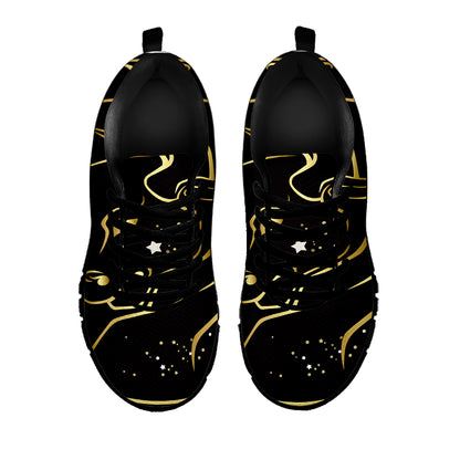 Gold And Black Taurus Sign Print Black Sneakers
