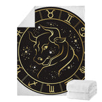 Gold And Black Taurus Sign Print Blanket