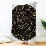 Gold And Black Taurus Sign Print Blanket