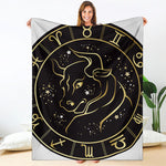 Gold And Black Taurus Sign Print Blanket