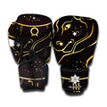 Gold And Black Taurus Sign Print Boxing Gloves