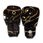 Gold And Black Taurus Sign Print Boxing Gloves
