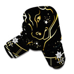 Gold And Black Taurus Sign Print Boxing Gloves