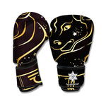 Gold And Black Taurus Sign Print Boxing Gloves