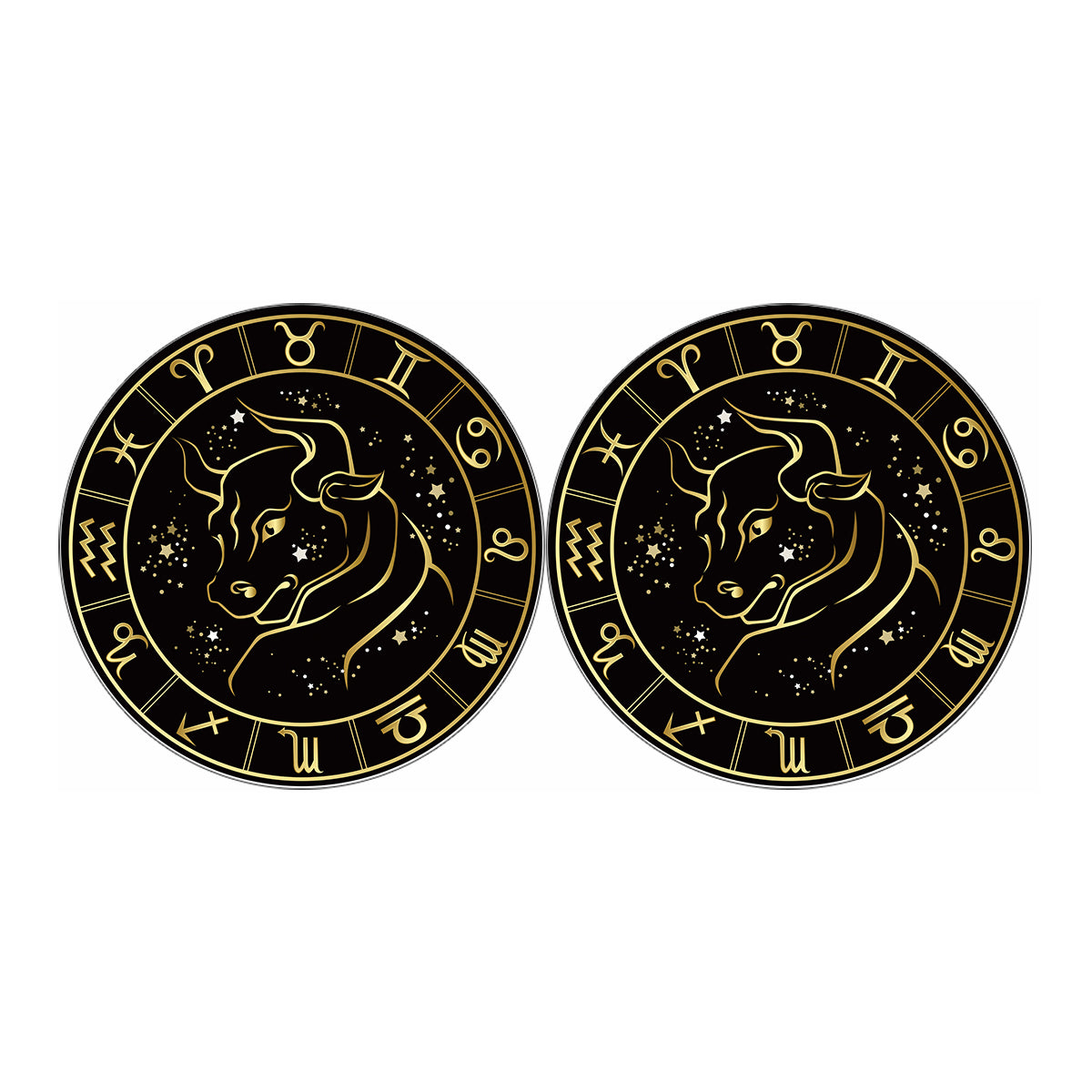 Gold And Black Taurus Sign Print Car Coasters