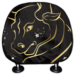 Gold And Black Taurus Sign Print Car Headrest Covers