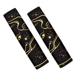 Gold And Black Taurus Sign Print Car Seat Belt Covers