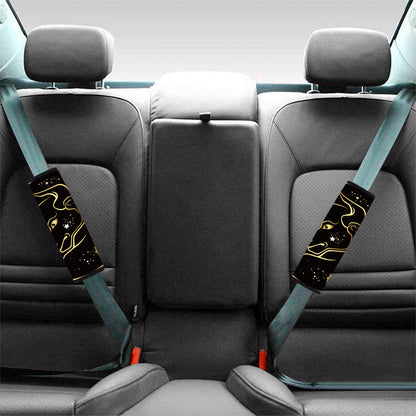 Gold And Black Taurus Sign Print Car Seat Belt Covers