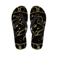 Gold And Black Taurus Sign Print Flip Flops