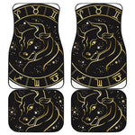 Gold And Black Taurus Sign Print Front and Back Car Floor Mats