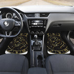 Gold And Black Taurus Sign Print Front and Back Car Floor Mats