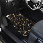 Gold And Black Taurus Sign Print Front and Back Car Floor Mats