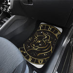 Gold And Black Taurus Sign Print Front and Back Car Floor Mats