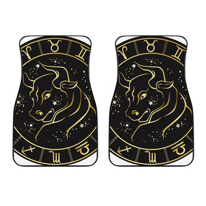 Gold And Black Taurus Sign Print Front Car Floor Mats