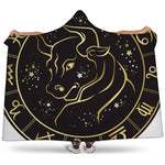 Gold And Black Taurus Sign Print Hooded Blanket